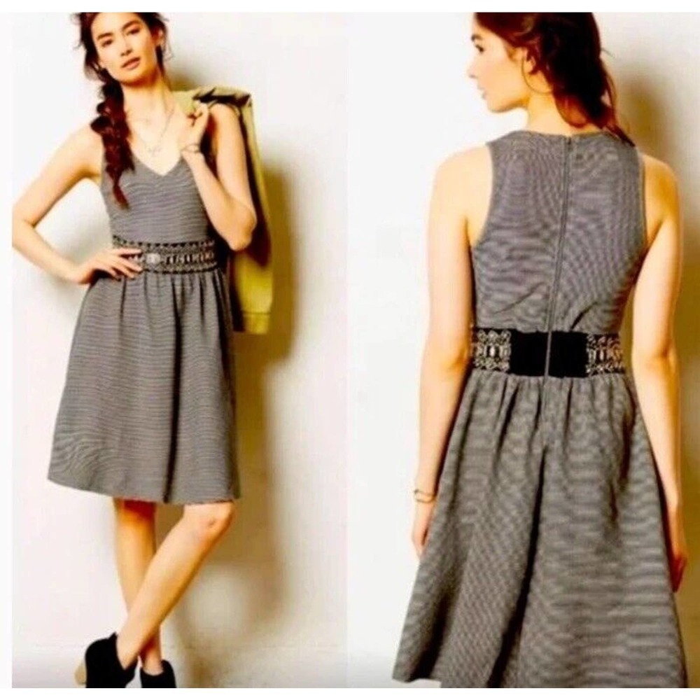 Anthropologie Dolan Womens Stretch T-Shirt‎ Dress Bejeweled Waist Zip Back Sz S